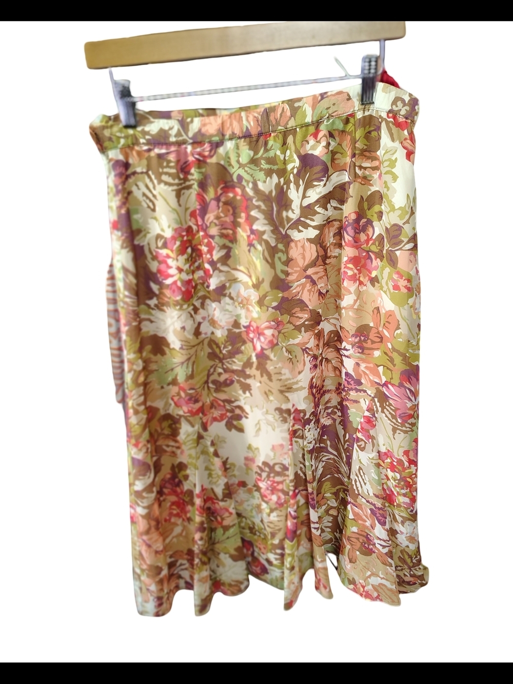 Coldwater Creek Floral Midi Skirt in Green, Pink and Cream
